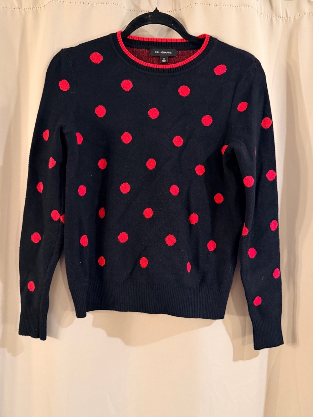 Calligraphie Red Sweater with Red Polka Dots
